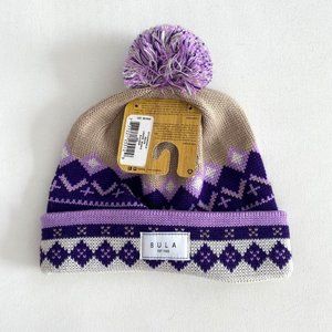 BULA Wool Blend  Pom Pom London Beanie Blueberry